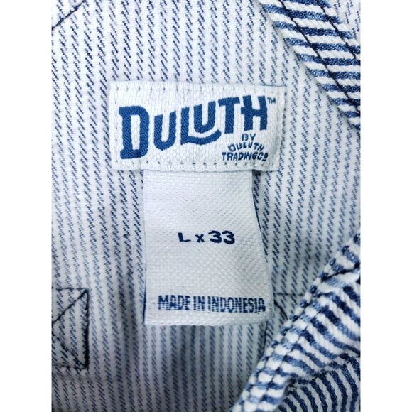 Duluth Trading Co. Rootstock Womens Size Lx33 Blue & White Striped Denim Overall - Picture 8 of 10